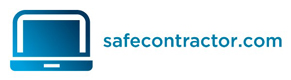 logo of safecontractor.com featuring a stylized laptop icon and the website name in blue text, emphasizing contractor safety services